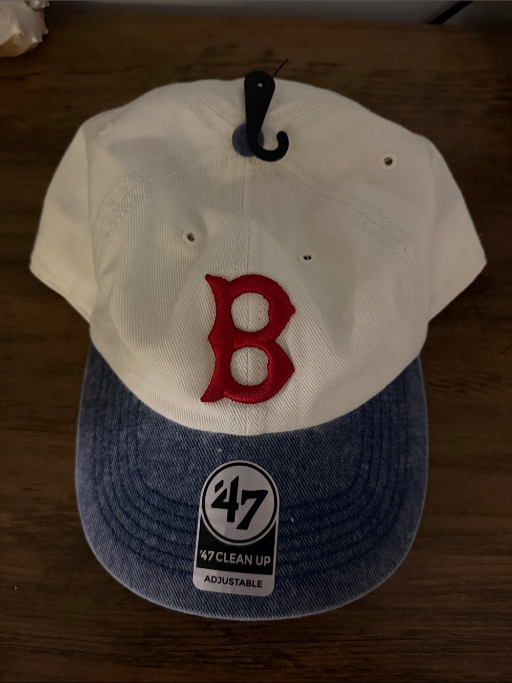 '47 Kids Adjustable White and Blue Baseball Hat with Red B Patch